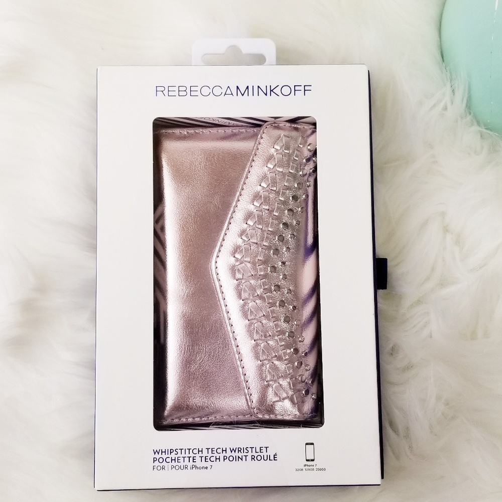 Rebecca Minkoff  Pink Whipstitch Iphone Wristlet…